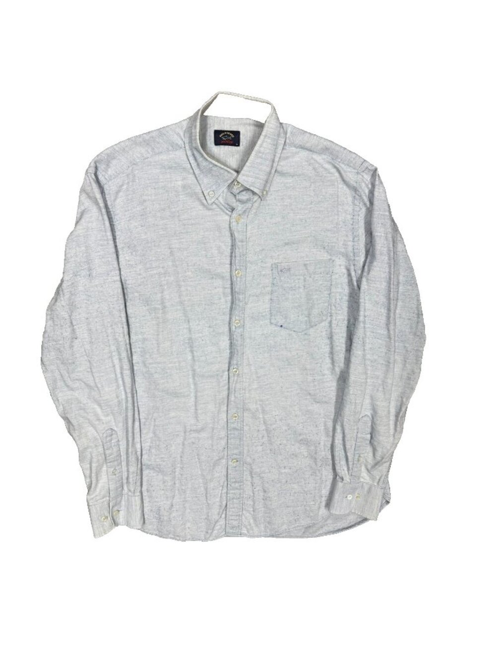 Paul & Shark Cotton / Wool Dress Shirt Made in Italy Blue Long Sleeve 16 Large